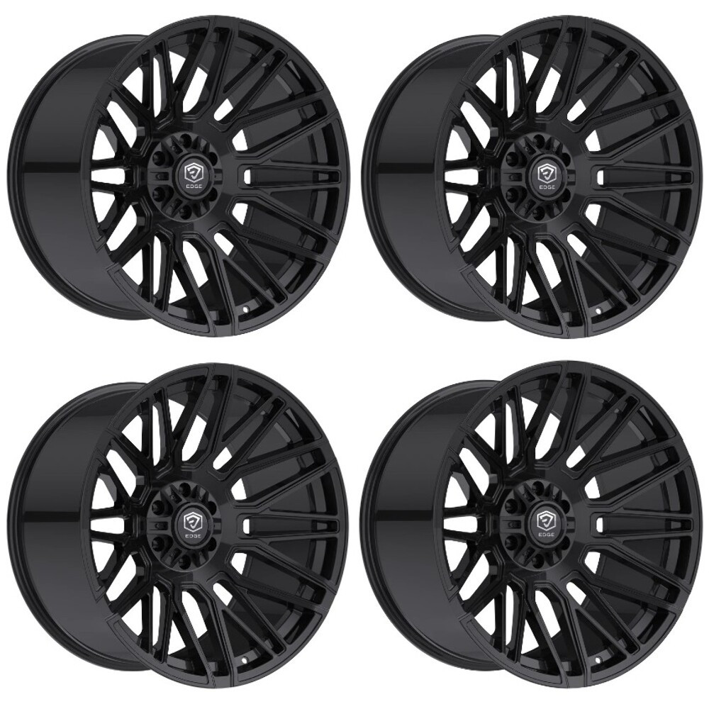 Set 4 20" Edge Off Road 306B 20x10 5x5 5x5.5 -12mm Gloss Black Wheels Truck Rims