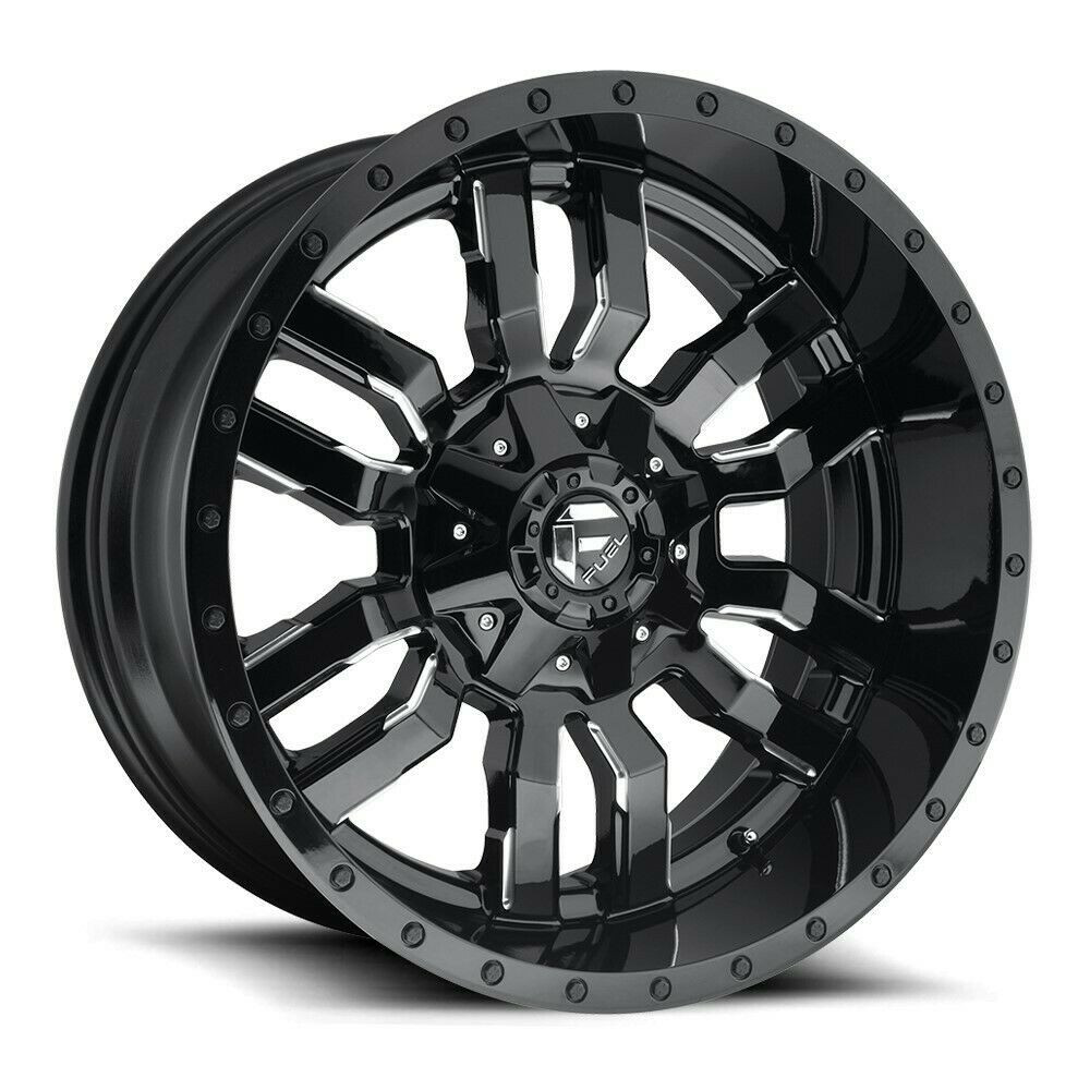 Set 4 Fuel D595 Sledge 18x9 6x135 6x5.5 Gloss Black Milled Truck Wheels 18" 1mm