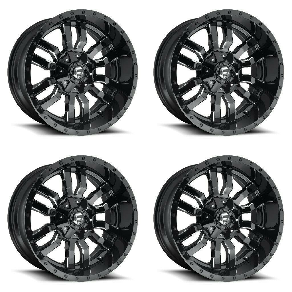 Set 4 Fuel D595 Sledge 18x9 6x135 6x5.5 Gloss Black Milled Truck Wheels 18" 1mm