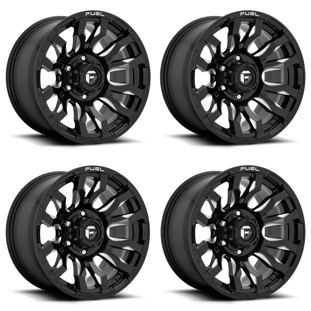 Set 4 20" Fuel D673 Blitz 20x9 6x5.5 Gloss Black Milled Wheels 20mm Rims