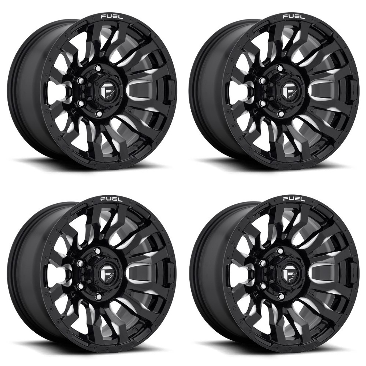 Set 4 20" Fuel D673 Blitz 20x9 6x5.5 Gloss Black Milled Wheels 20mm Truck Rims