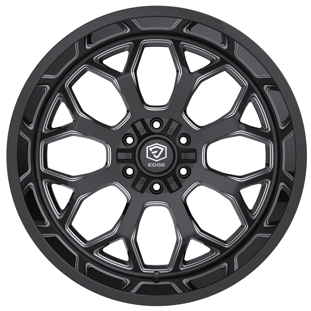 Set 4 20" Edge Off Road 301BM  20x10 5x5 5x5.5 -19mm Gloss Black Milled Wheels