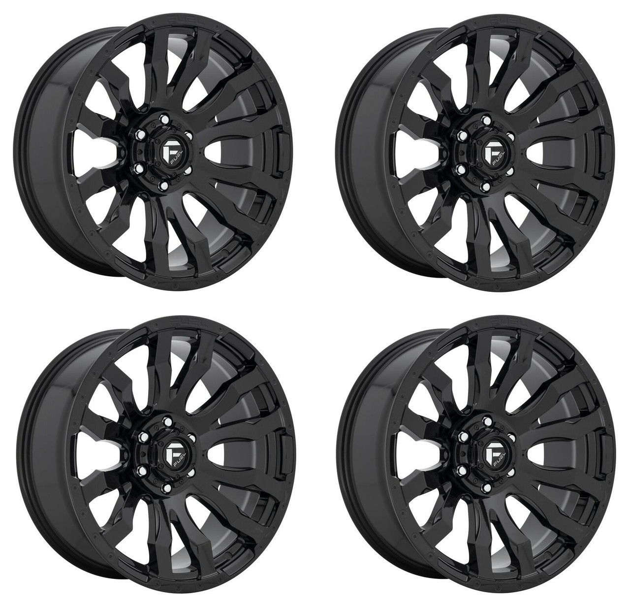 Set 4 Fuel D675 Blitz 20x9 5x5 Gloss Black Wheels 20" 1mm Rims