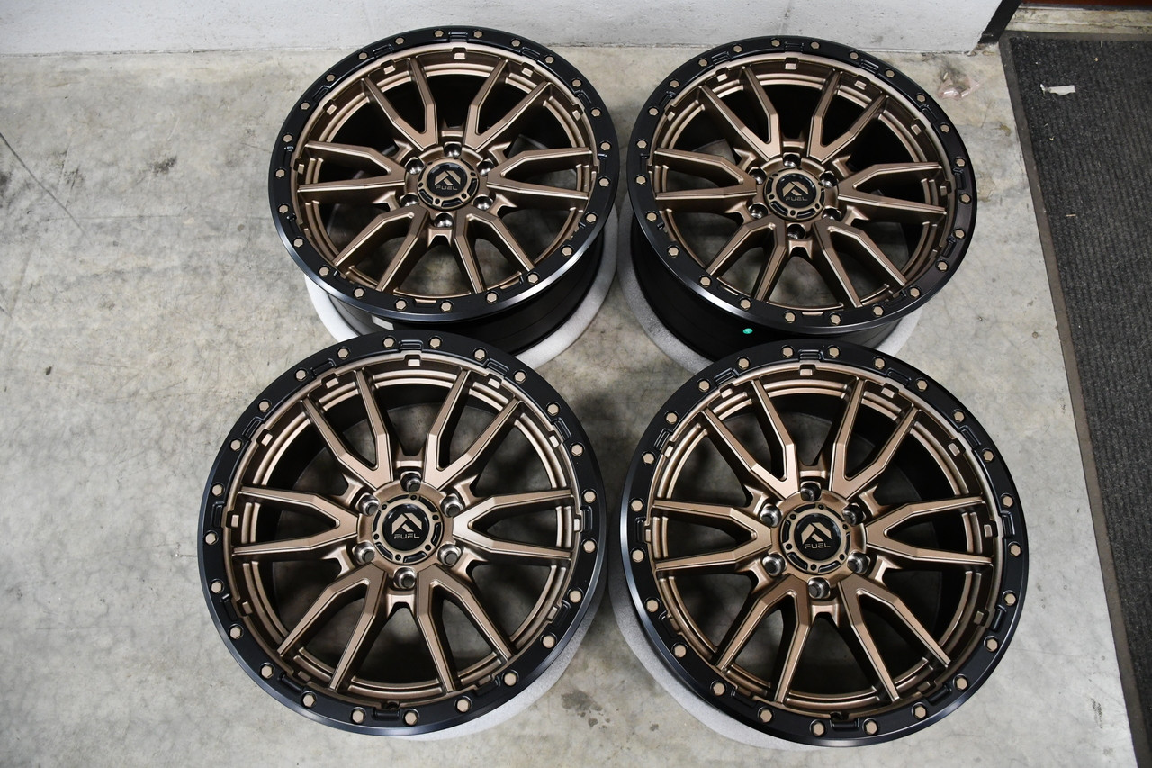 Set 4 Fuel D681 Rebel 17x9 6x5.5 Bronze Black Bead Ring Wheels 17" -12mm