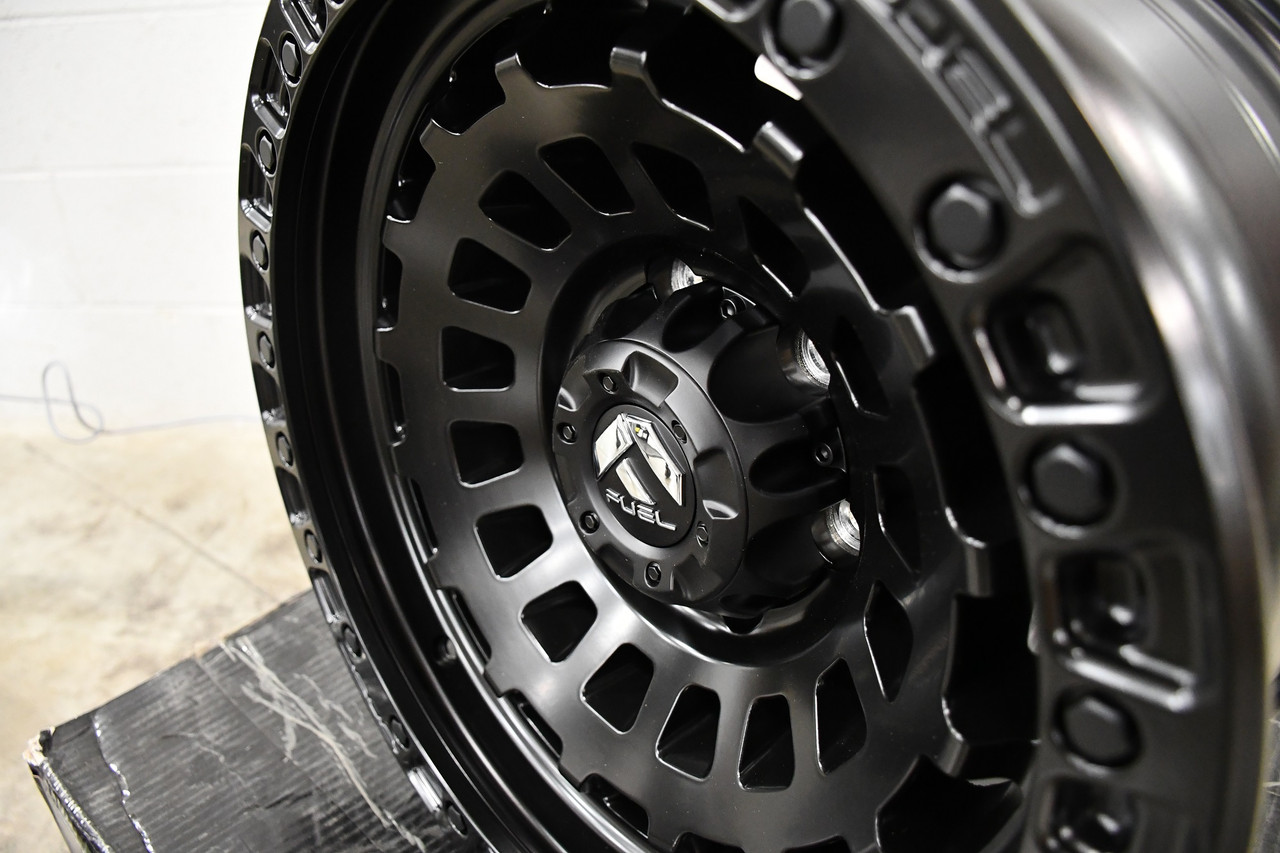 Set 4 17" Fuel D633 Zephyr 17x9 5x5 Matte Black Wheels -12mm For Jeep Truck Rims