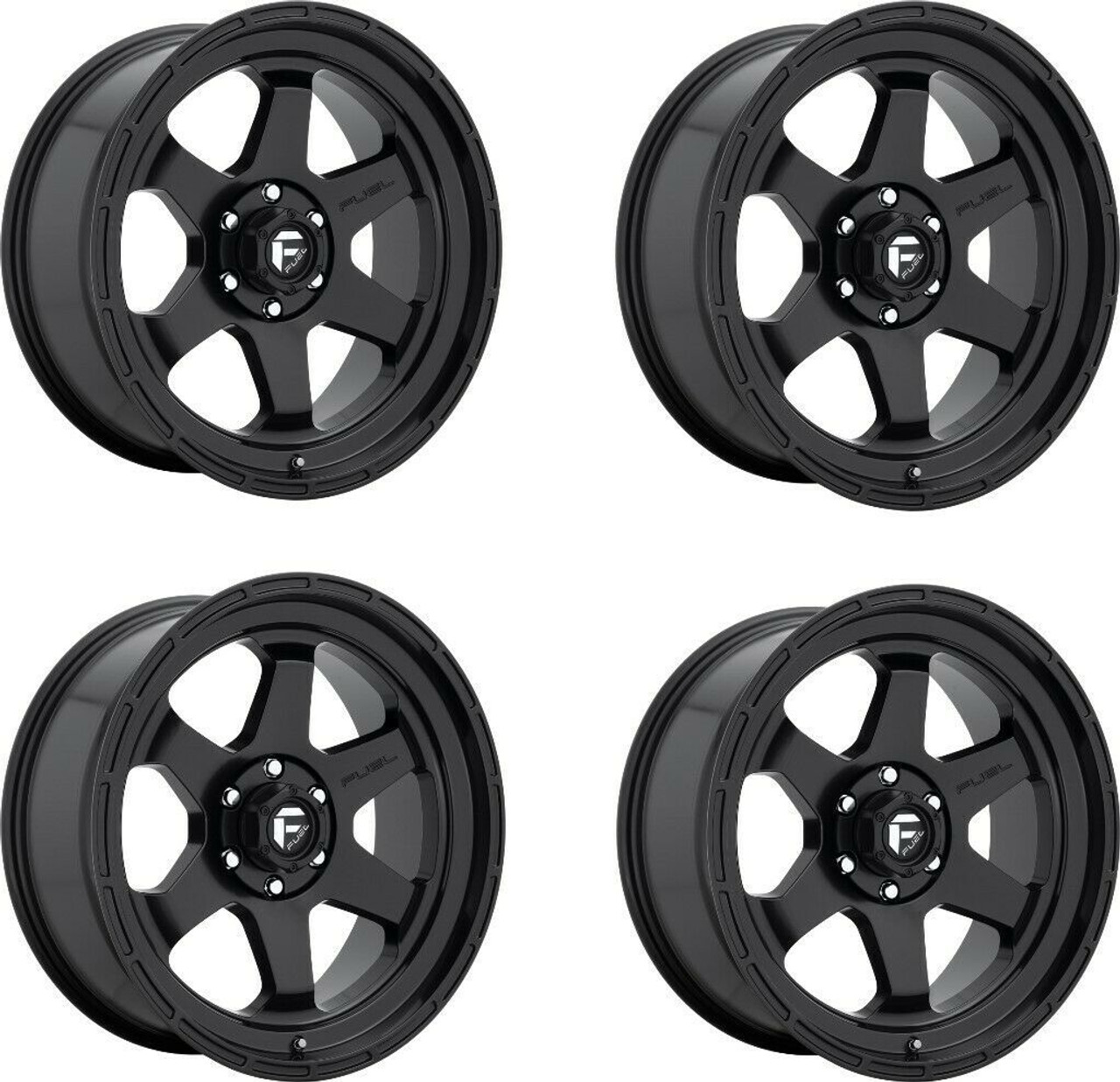 Set 4 Fuel D664 Shok 17x10 6x5.5 Matte Black Wheels 17" -18mm Rims