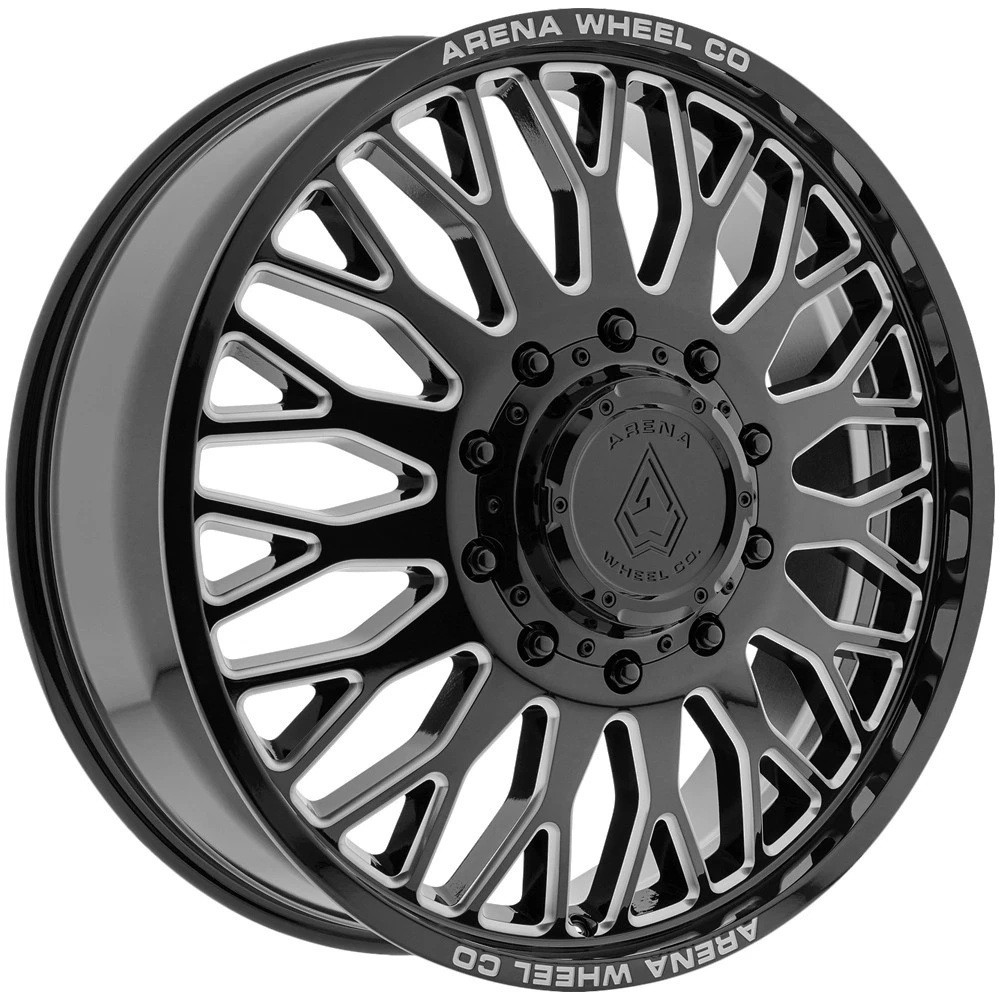 22" Arena A121 Dually Monarch 22x8.25 8x6.5 105mm Front Gloss Black Milled Wheel