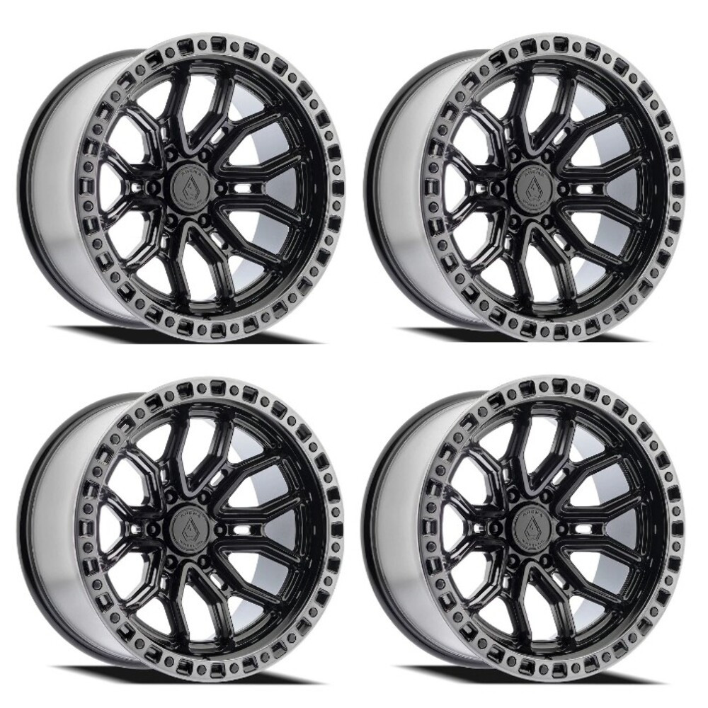 Set 4 20" Arena A120 Terra 20x9 6x5.5 0mm Wheels Gloss Black Machined DDT Lip Rims