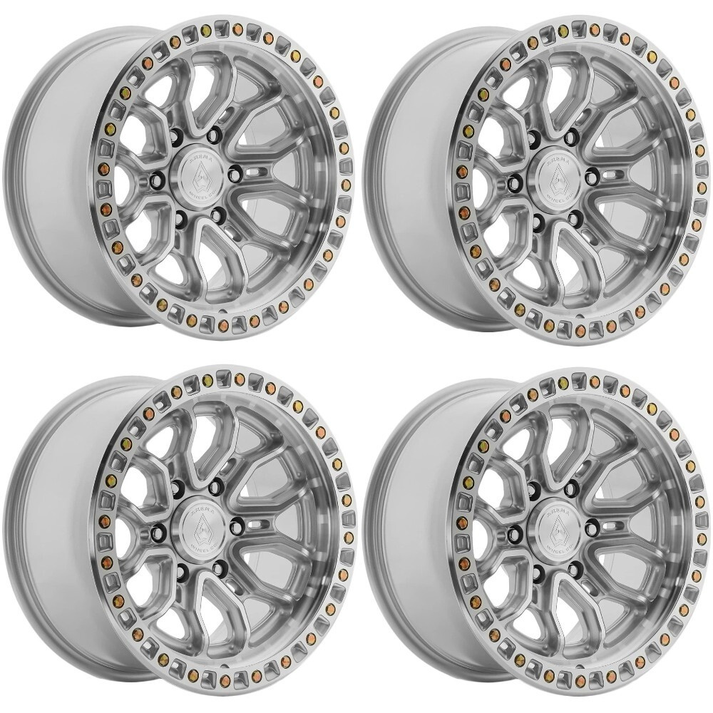 Set 4 17" Arena A120 Terra 17x9 6x135 0mm Wheels Gloss Silver Machined Truck Rim