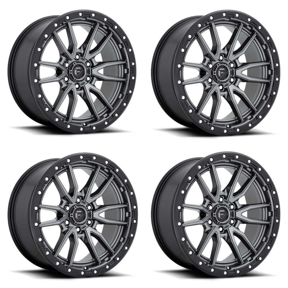 Set 4 20" Fuel D680 Rebel 20x9 6x5.5 Gunmetal Black Bead Ring 20mm Truck Wheels