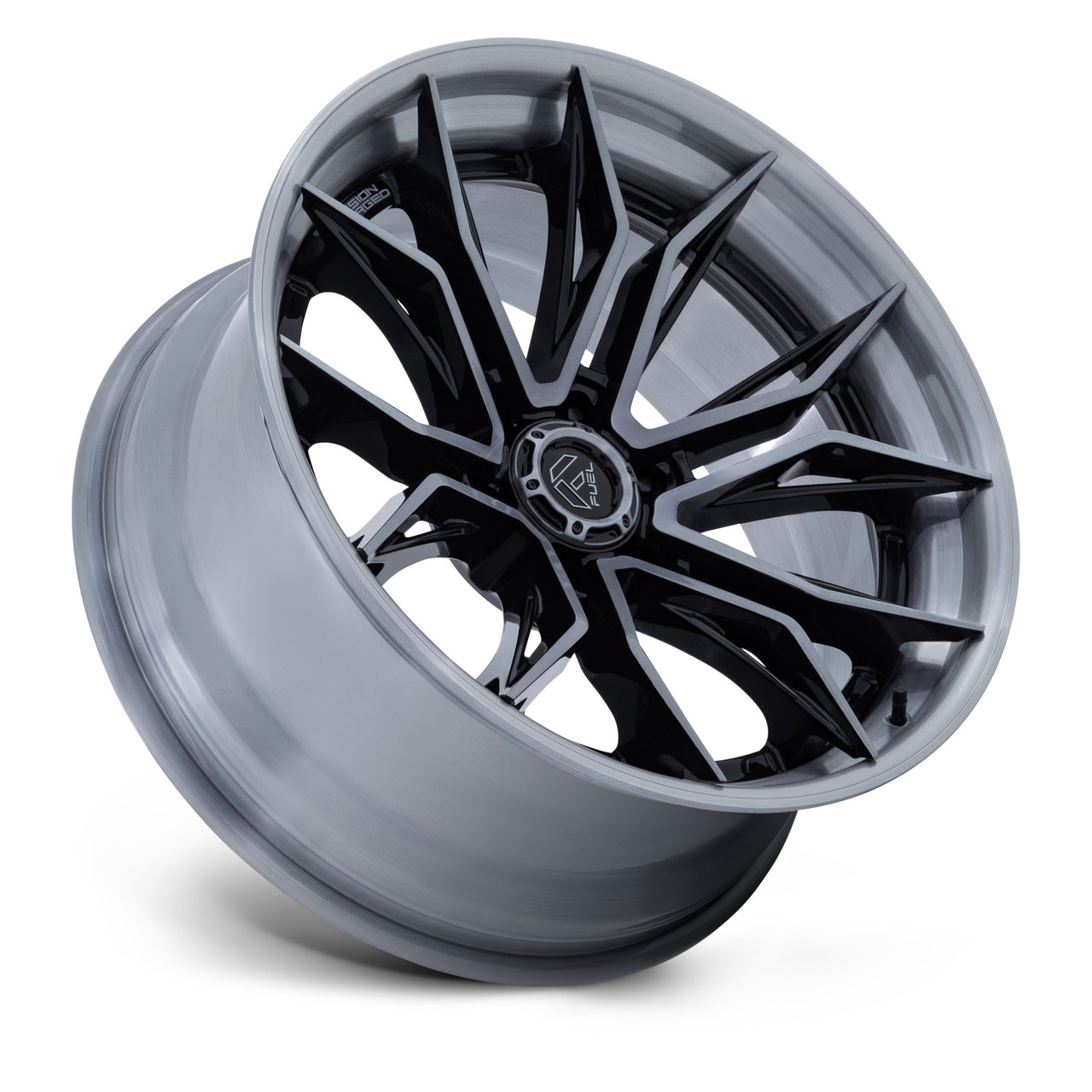 Set 4 22" Fuel FC404 Mutiny 22x10 8x6.5 0mm Gloss Black Brushed Dark Tint Wheels Offroad Truck Rims