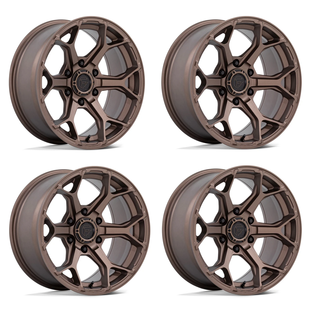 Set 4 17" Fuel FC903 Splicer 17x8.5 6x5.5 25mm Burnt Bronze Wheels Truck SUV Rims