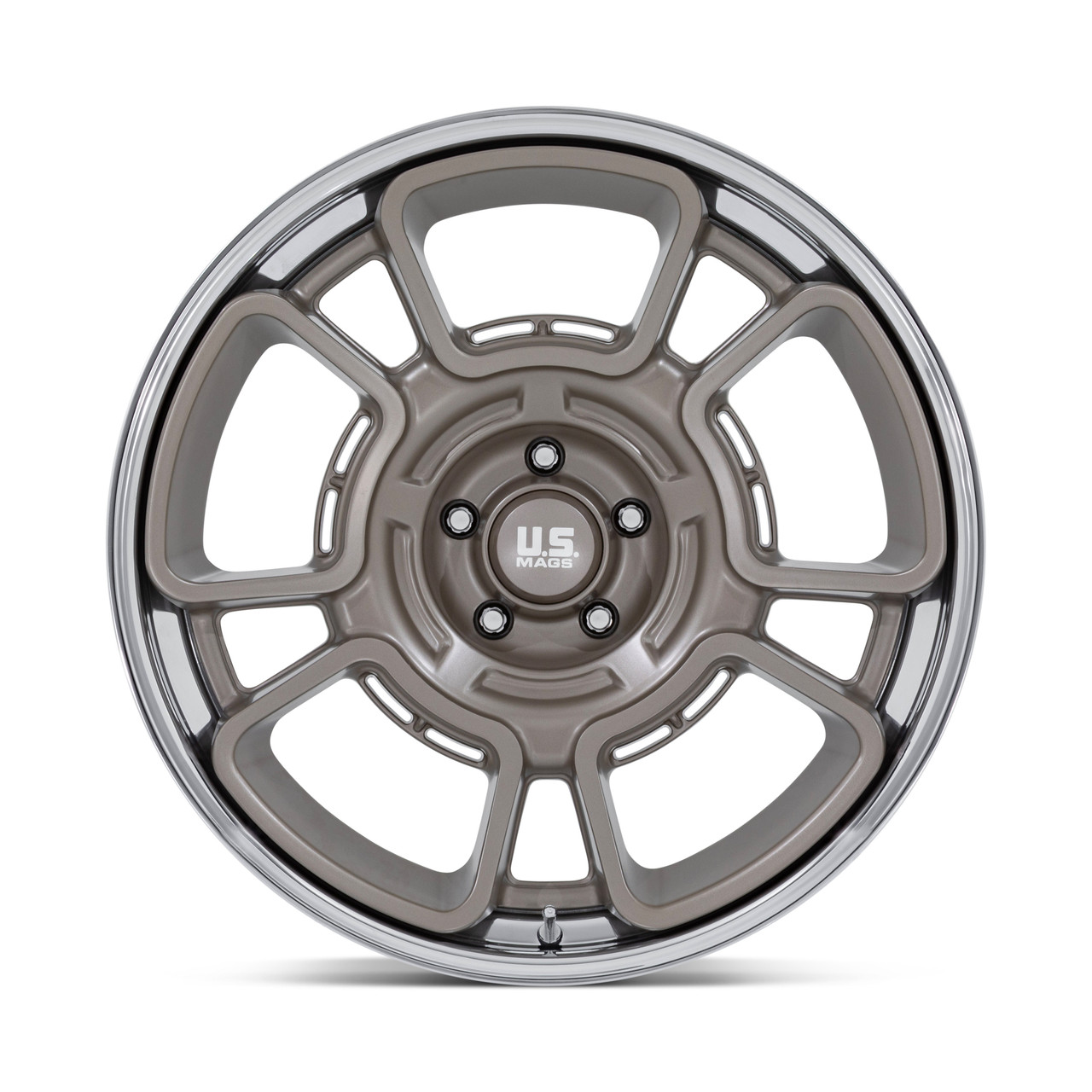 22" US Mag UC147 Flagstaff Pewter W/ Chrome Lip 22x9 Wheel 5x5 (5x127) 15mm Rim Classic Truck SUV Rim