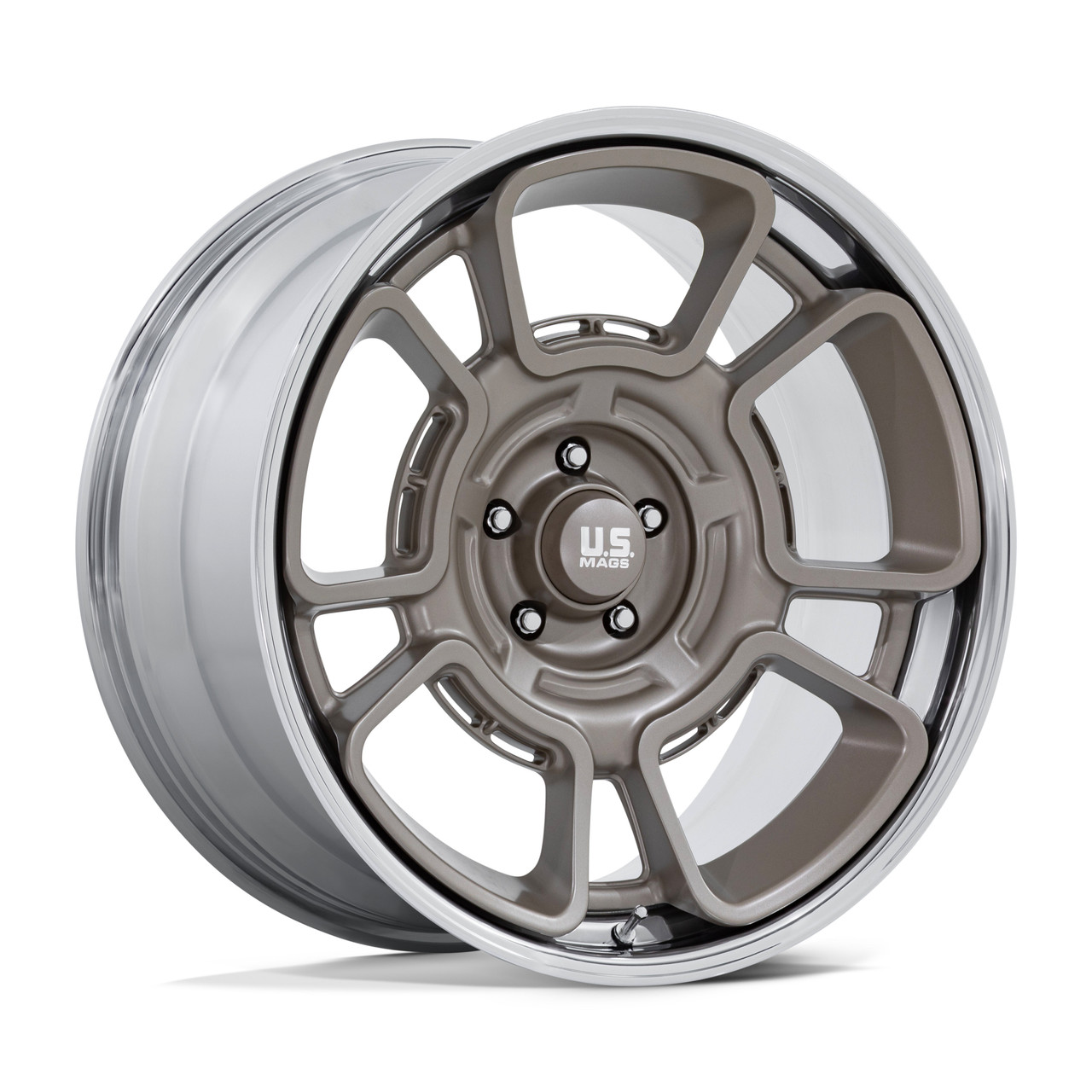 Set 4 20" US Mag UC147 Flagstaff 20x8.5 5x5 1mm Wheels Pewter W/ Chrome Lip Rims Classic Truck SUV Wheels