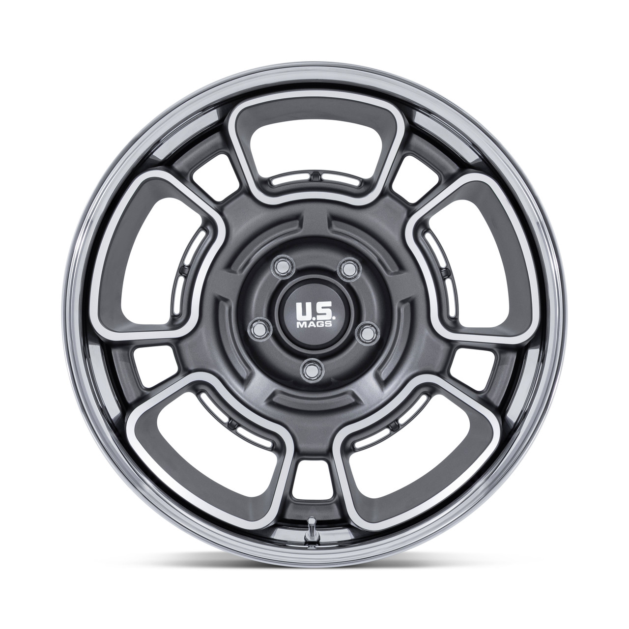 20" US Mag UC147 Flagstaff 20x8.5 5x5 1mm Anthracite Mach-Face & Chr-Lip Wheel