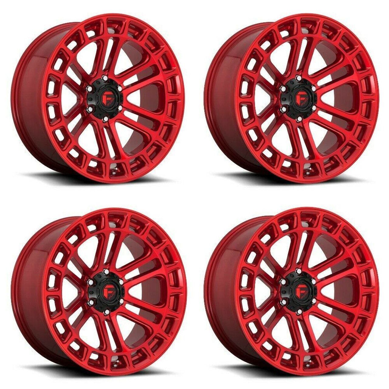 Set 4 Fuel D719 Heater 17x9 6x5.5 Candy Red Machined Wheels 17" -12mm Rims