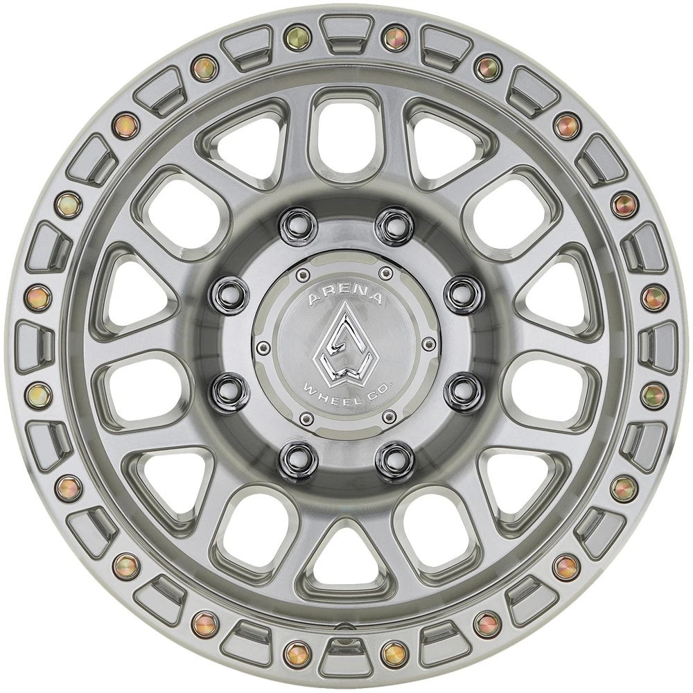 Set 4 18" Arena A119 Boost 18x9 8x6.5 20mm Gloss Silver Machined Truck Wheels
