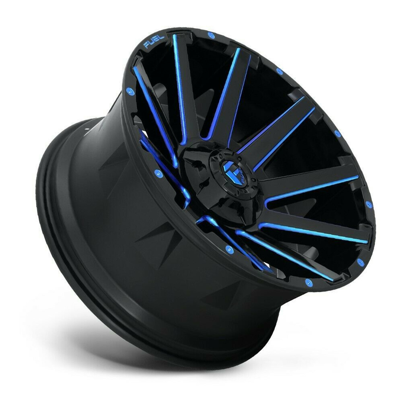 Set 4 22" Fuel D644 Contra 22x12 6x135 6x5.5 -43mm Black Blue Clear Truck Wheels