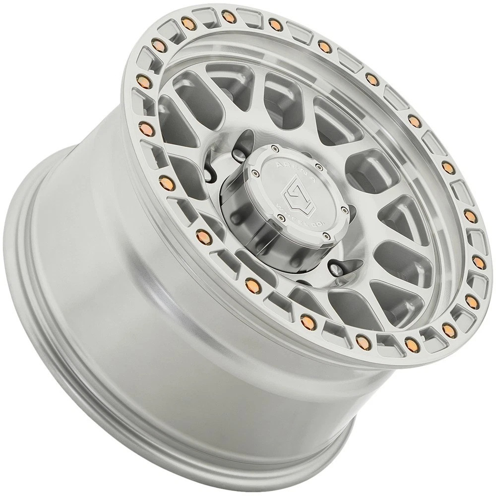 Set 4 17" Arena A119 Boost 17x9 8x6.5 0mm Gloss Silver Machined Offroad Wheels