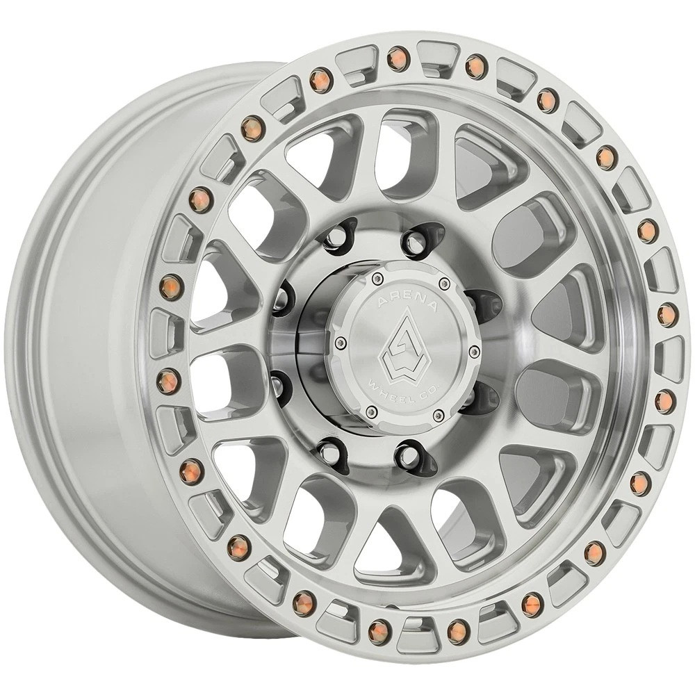 Set 4 17" Arena A119 Boost 17x9 8x170 0mm Gloss Silver Machined Offroad Wheels