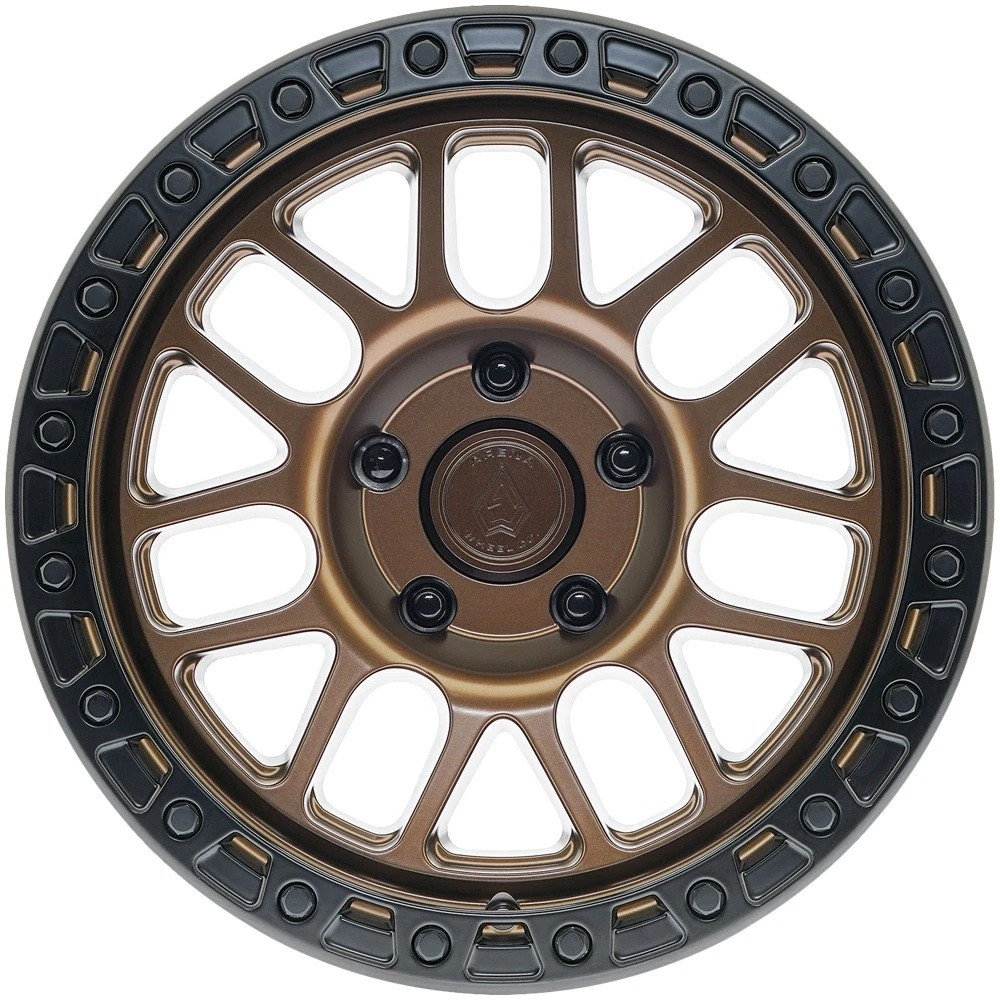 17" Arena A119 Boost 17x9 5x5 0mm Smoked Bronze Center Satin Black Lip Wheel Rim