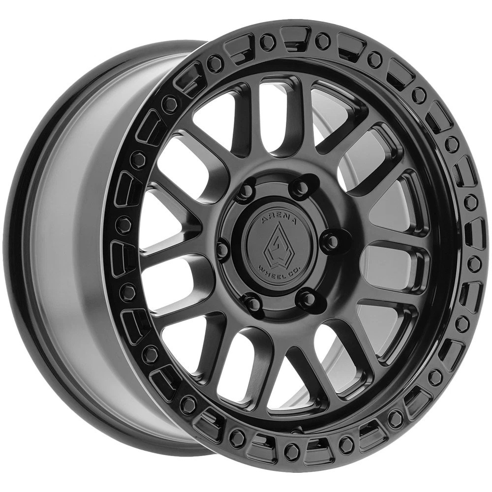 Set 4 17" Arena A119 Boost 17x9 5x5 -12mm Satin Black Gloss Black Lip Truck Rims Lifted Wheels