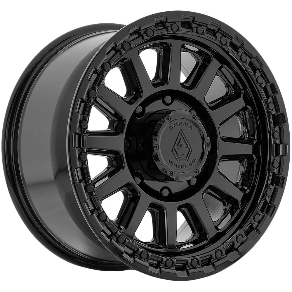 Set 4 17" Arena A119 Boost 17x9 8x6.5 0mm Satin Black Gloss Black Lip Truck Rims Wheels