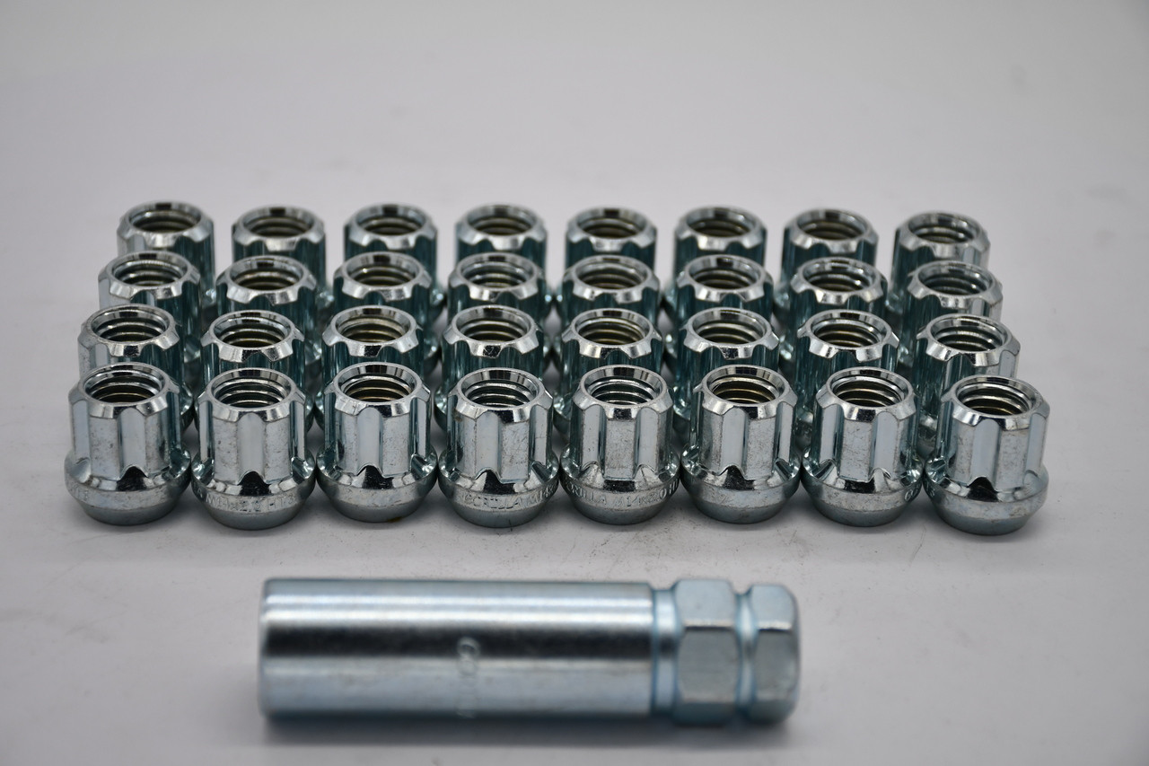 Set 32 Spline Lug Nut Kit 14mm x 2.0 1" Tall M14x2 Gorilla Zinc 14-2.0 Open