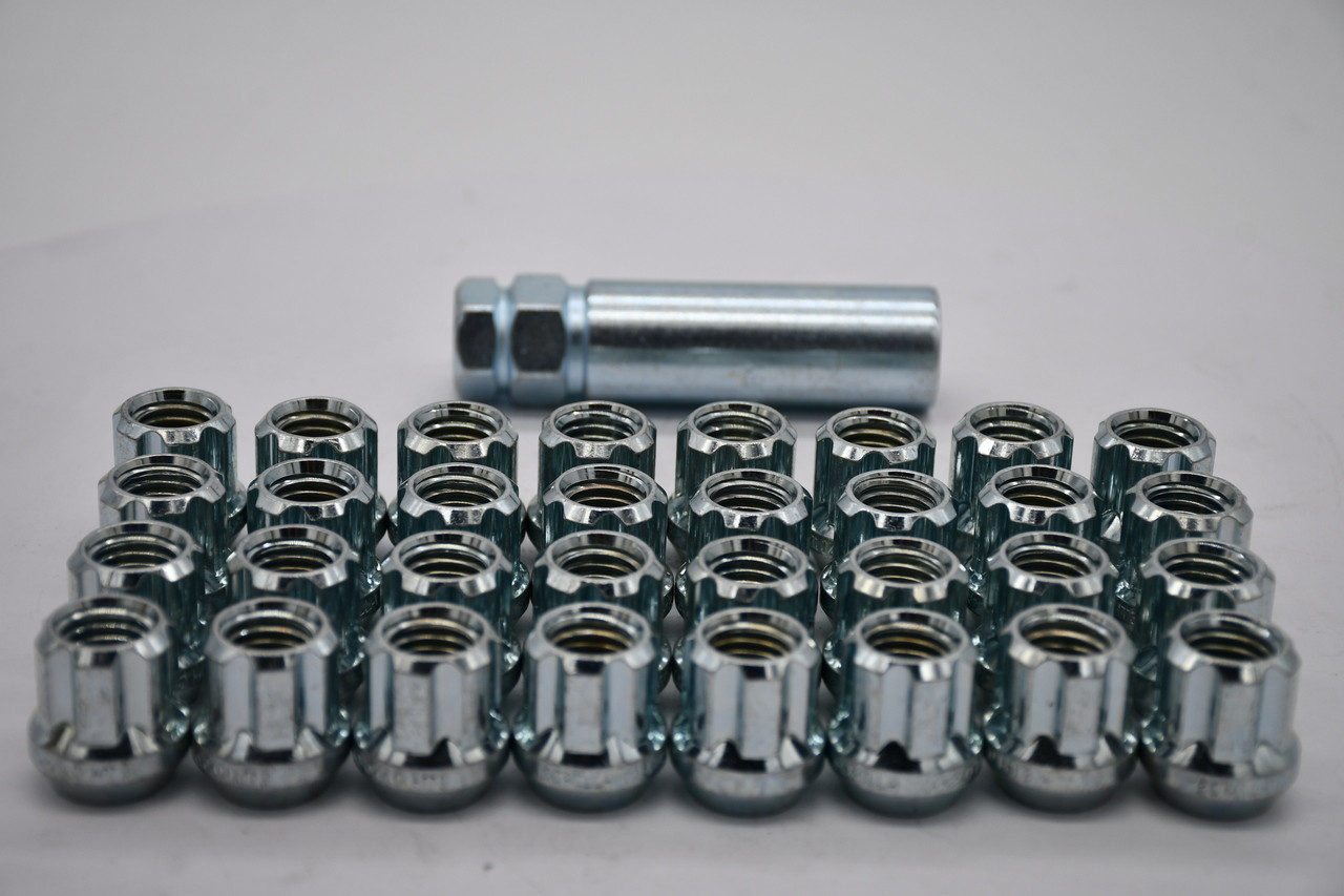 Set 32 Spline Lug Nut Kit 14mm x 2.0 1" Tall M14x2 Gorilla Zinc 14-2.0 Open