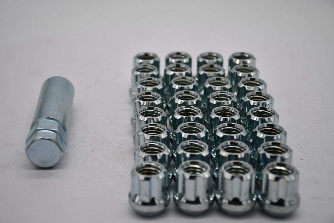 Set 32 Spline Lug Nut Kit 14mm x 2.0 1" Tall M14x2 Gorilla Zinc 14-2.0 Open