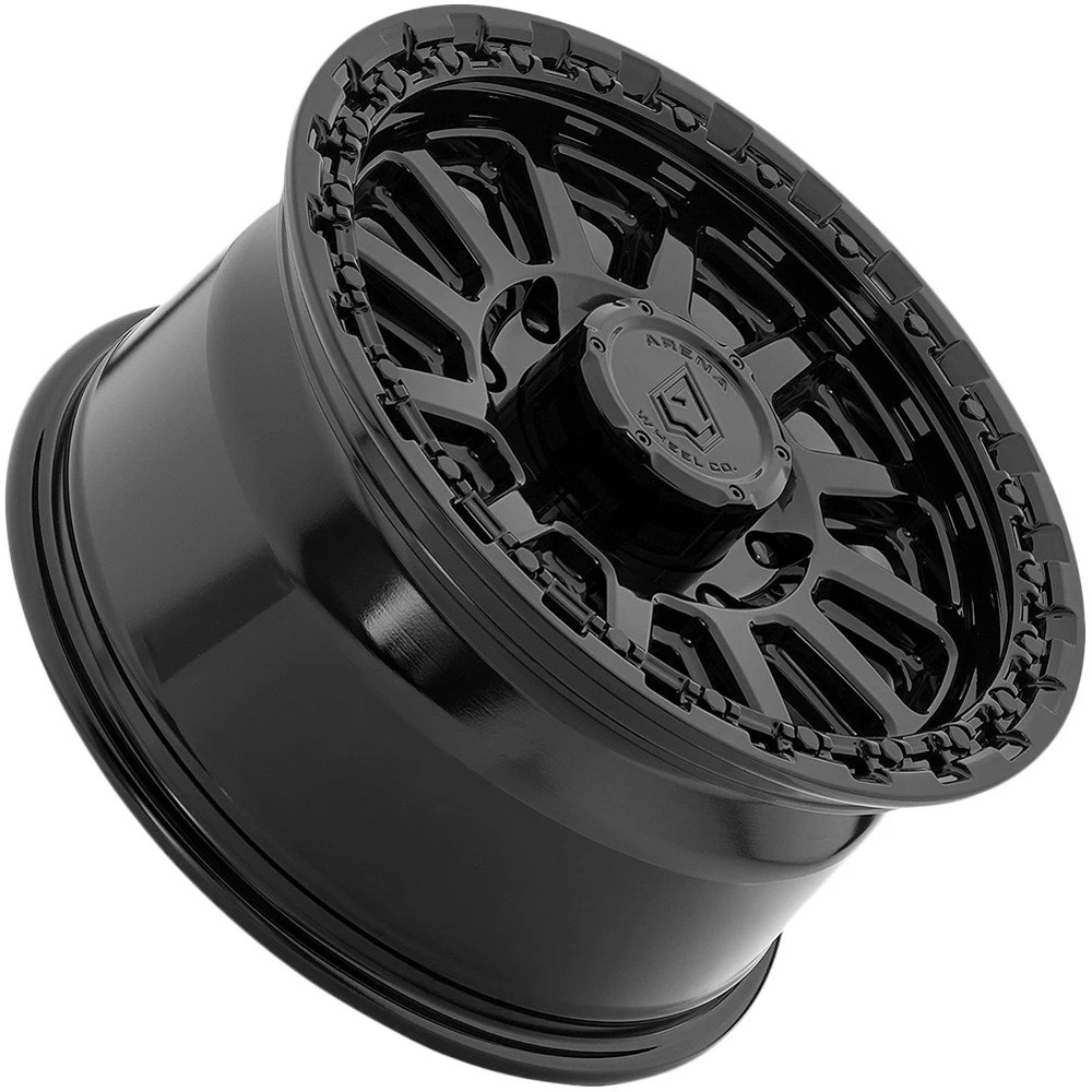 17" Arena A119 Boost 17x9 8x180 0mm Satin Black Gloss Black Lip Wheel Truck Rim