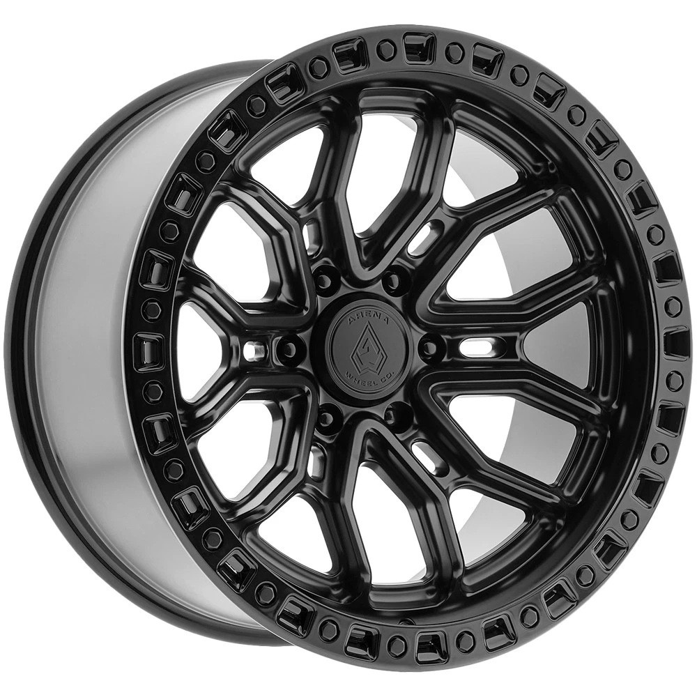 17" Arena A120 Terra 17x9 6x5.5 0mm Satin Black Gloss Black Lip Truck SUV Wheel Rim