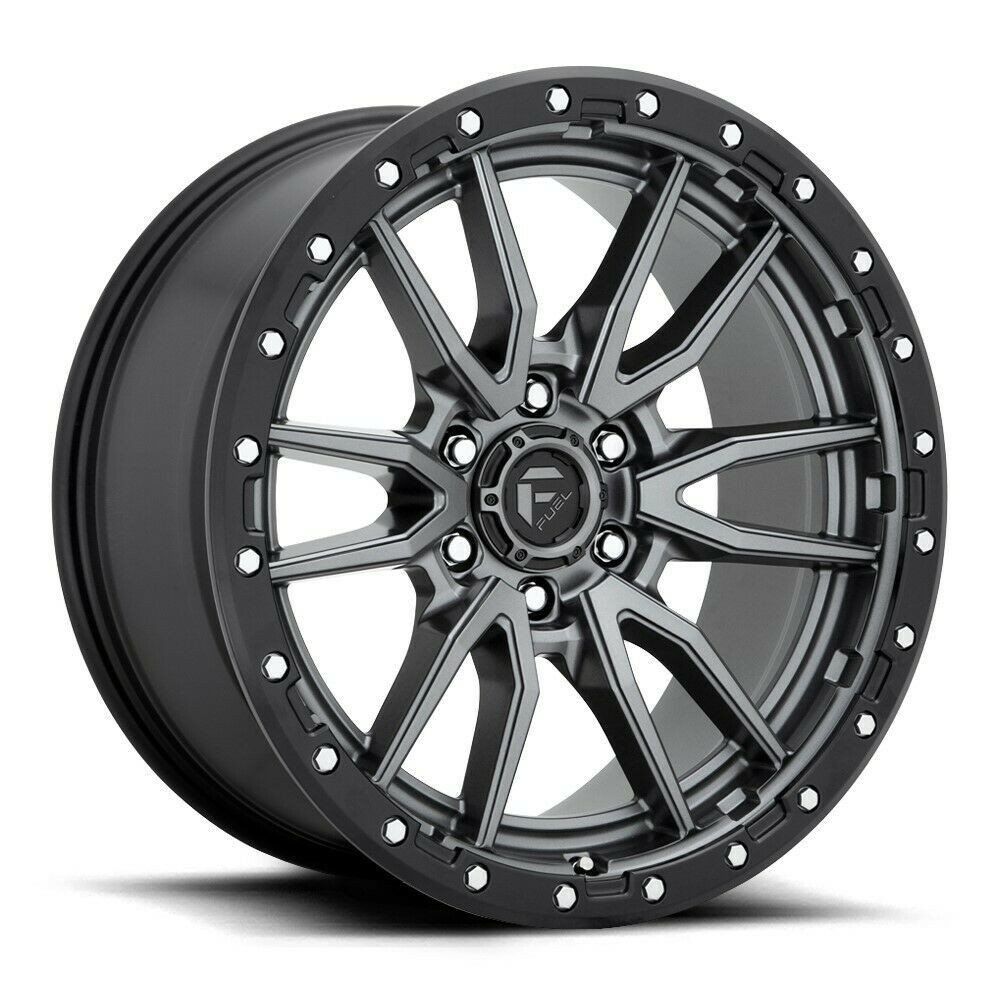 Set 4 Fuel D680 Rebel 18x9 6x120 Gun Metal Black Bead Ring Wheels 18" 1mm