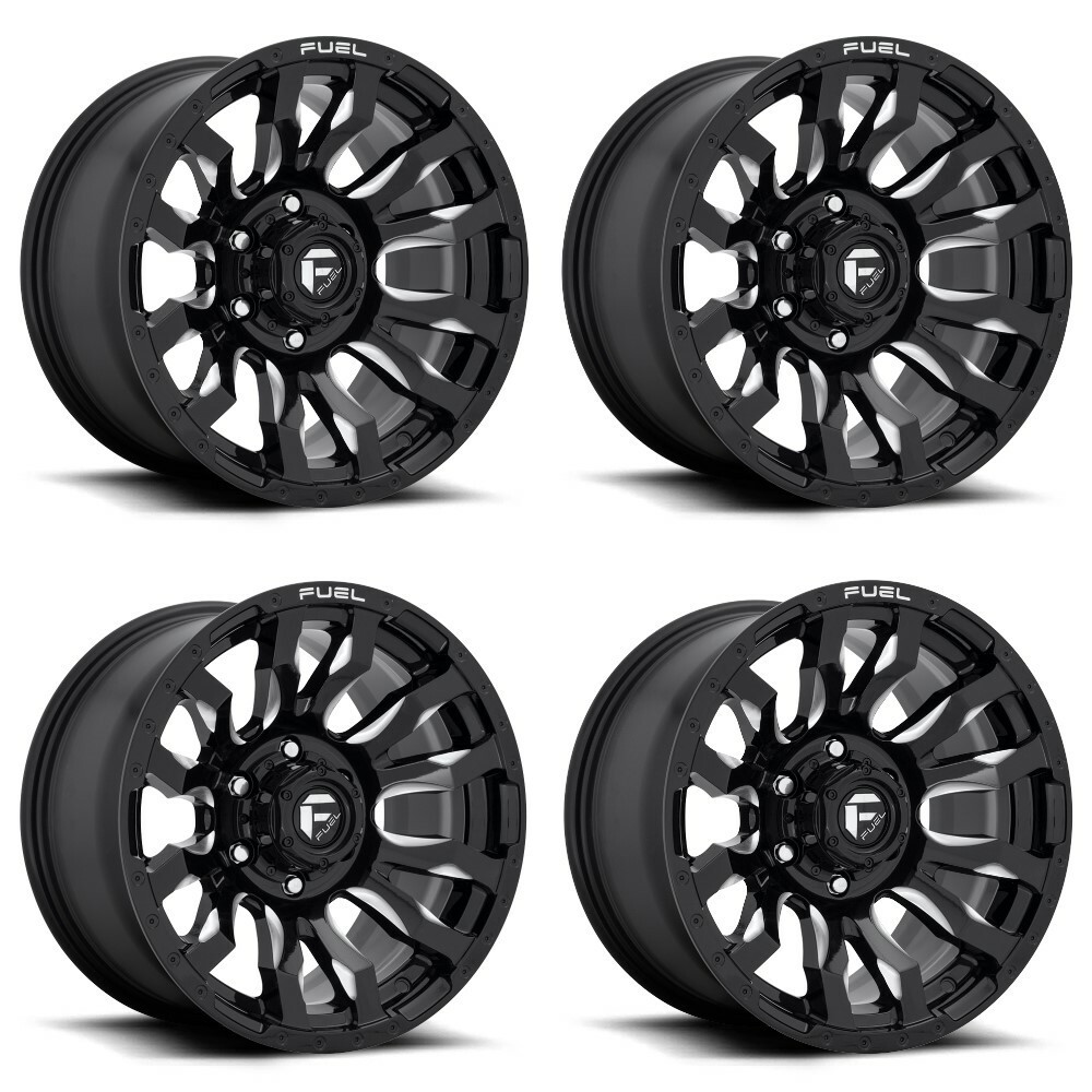 Set 4 20" Fuel D673 Blitz 20x9 6x5.5 Gloss Black Milled Wheels 1mm Truck Rims