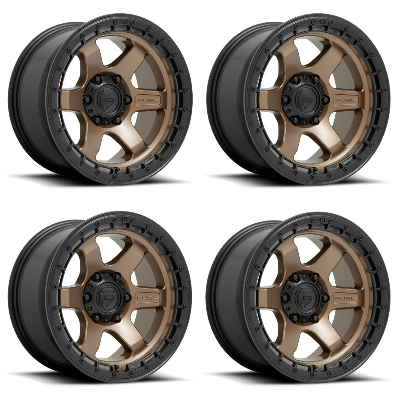 Set 4 Fuel D751 Block 17x9 6x135 Bronze With Black Ring Wheels 17" -12mm