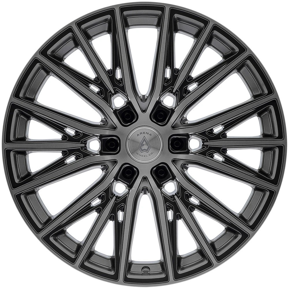 22" Arena A124 Finesse 22x9.5 6x135 25mm Gloss Gunmetal Brushed Face Truck Wheel Offroad SUV Rim