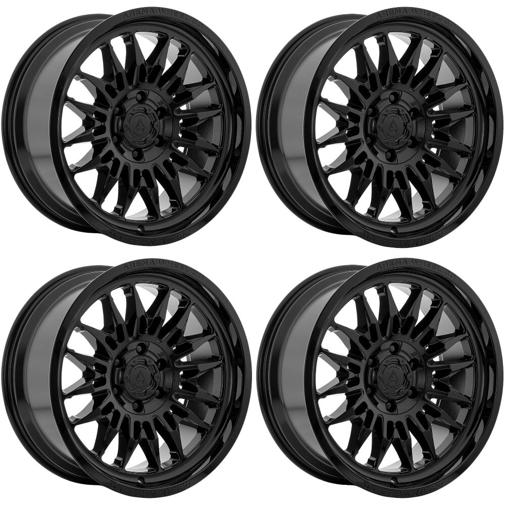 Set 4 20" Arena A126 Javelin 20x9 5x5 0mm Gloss Black Wheels Offroad Truck Rims