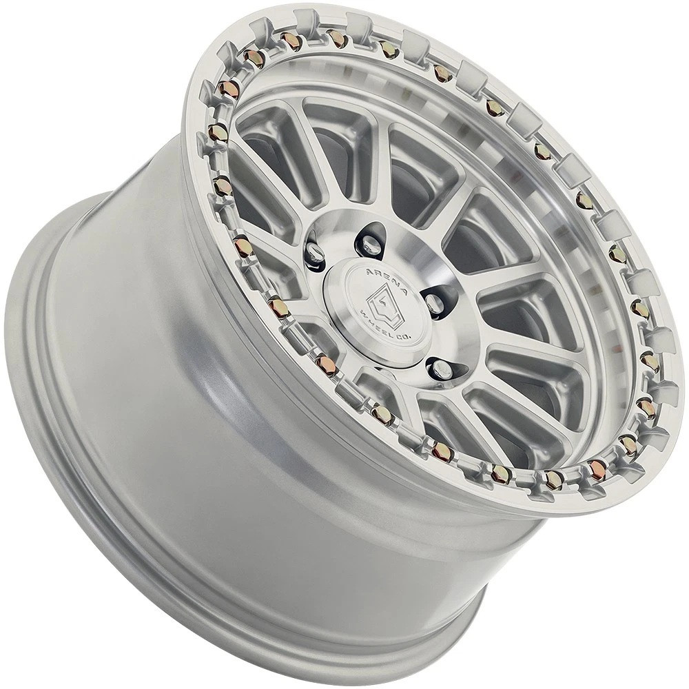17" Arena A128 Enduro 17x9 5x5 (5x127) 0mm Gloss Silver Machined Wheel Truck Rim