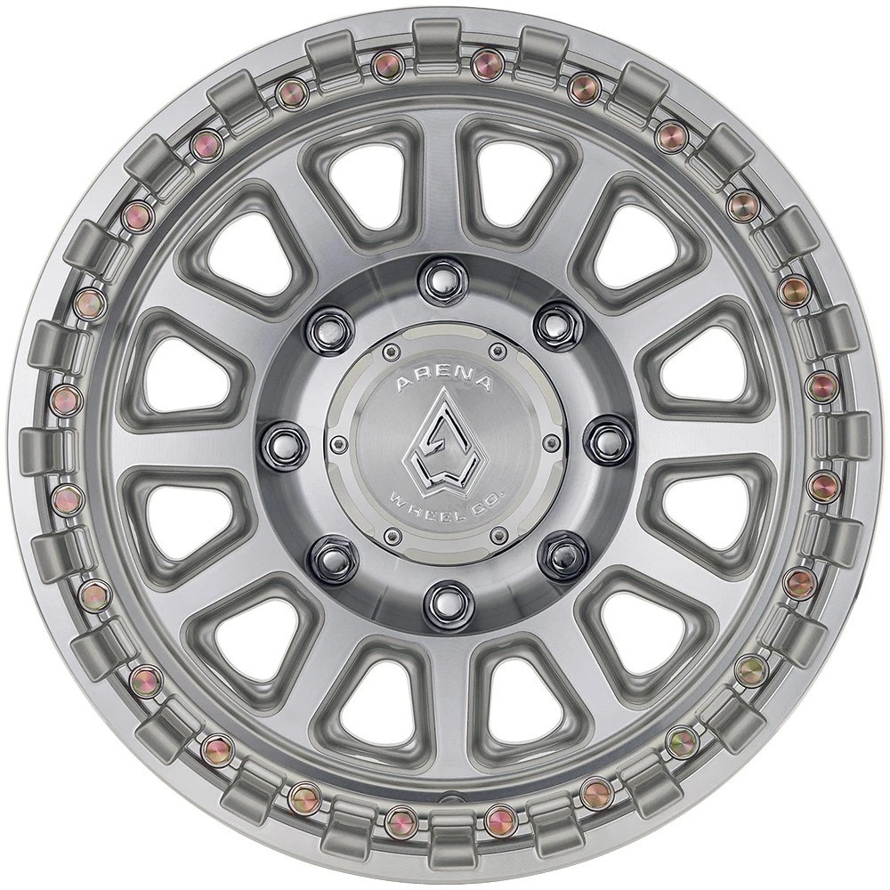 17" Arena A128 Enduro 17x9 8x180 0mm Gloss Silver Machined Wheel Truck Rim