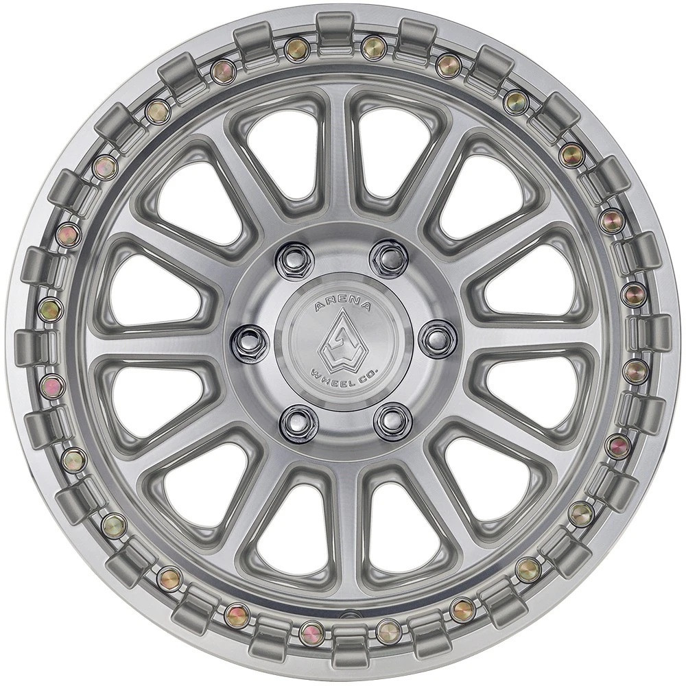 Set 4 17" Arena A128 Enduro 17x9 6x135 0mm Gloss Silver Machined Offroad Wheels Truck SUV Rims