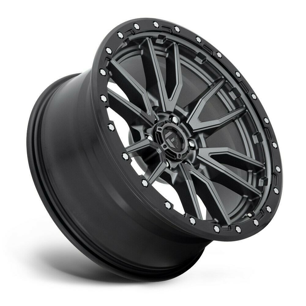 Set 4 22" Fuel D680 Rebel 22x10 8x6.5 -18mm Gunmetal Black Bead Ring Truck Rims Lifted Offroad Wheels
