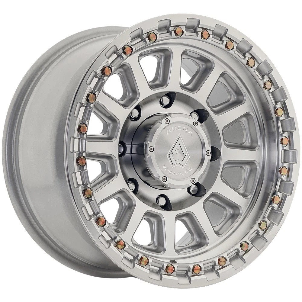 Set 4 18" Arena A128 Enduro 18x9 8x6.5 20mm Gloss Silver Machined Truck Wheels