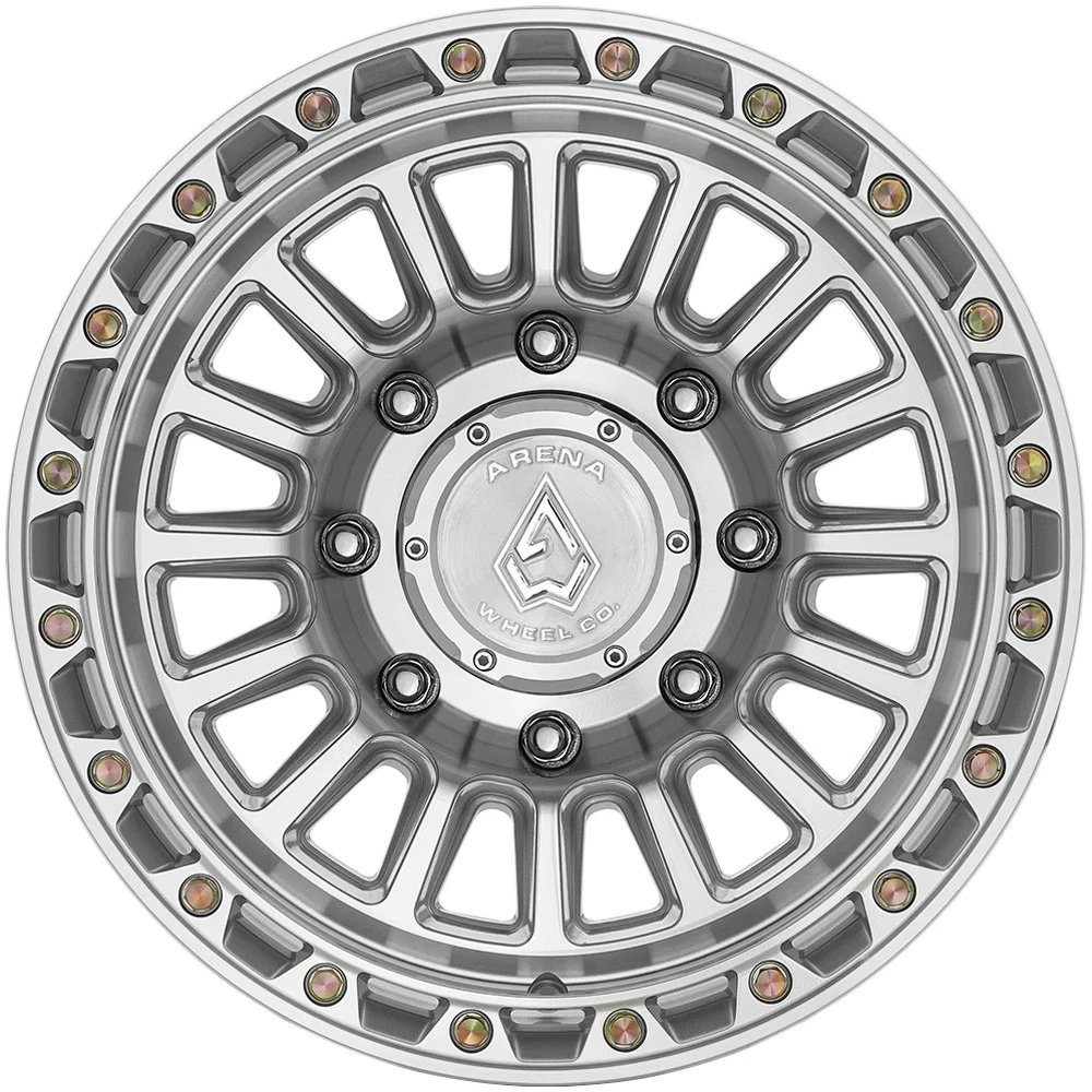 17" Arena A130 Podium 17x9 8x170 0mm Gloss Silver Machined Offroad Truck Wheel