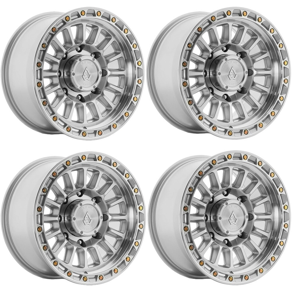 Set 4 17" Arena A130 Podium 17x9 8x170 0mm Gloss Silver Machined For Ford Rims