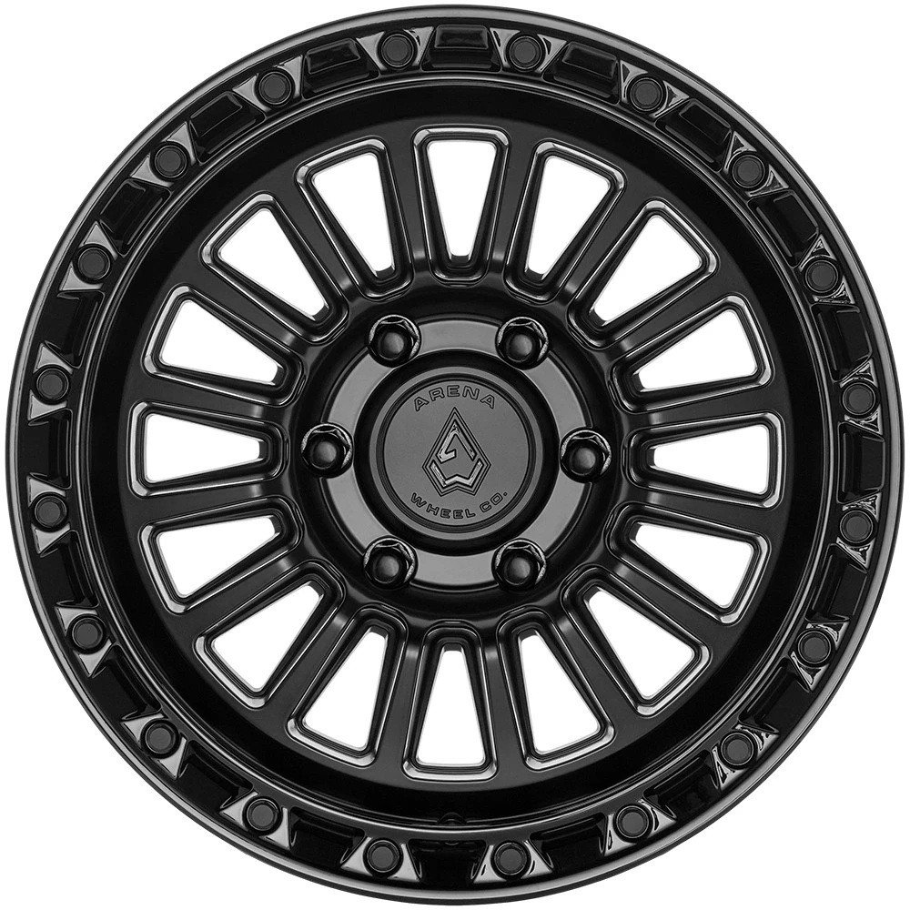 Set 4 17" Arena A130 Podium 17x9 6x135 0mm Satin Black Gloss Black Lip Wheels