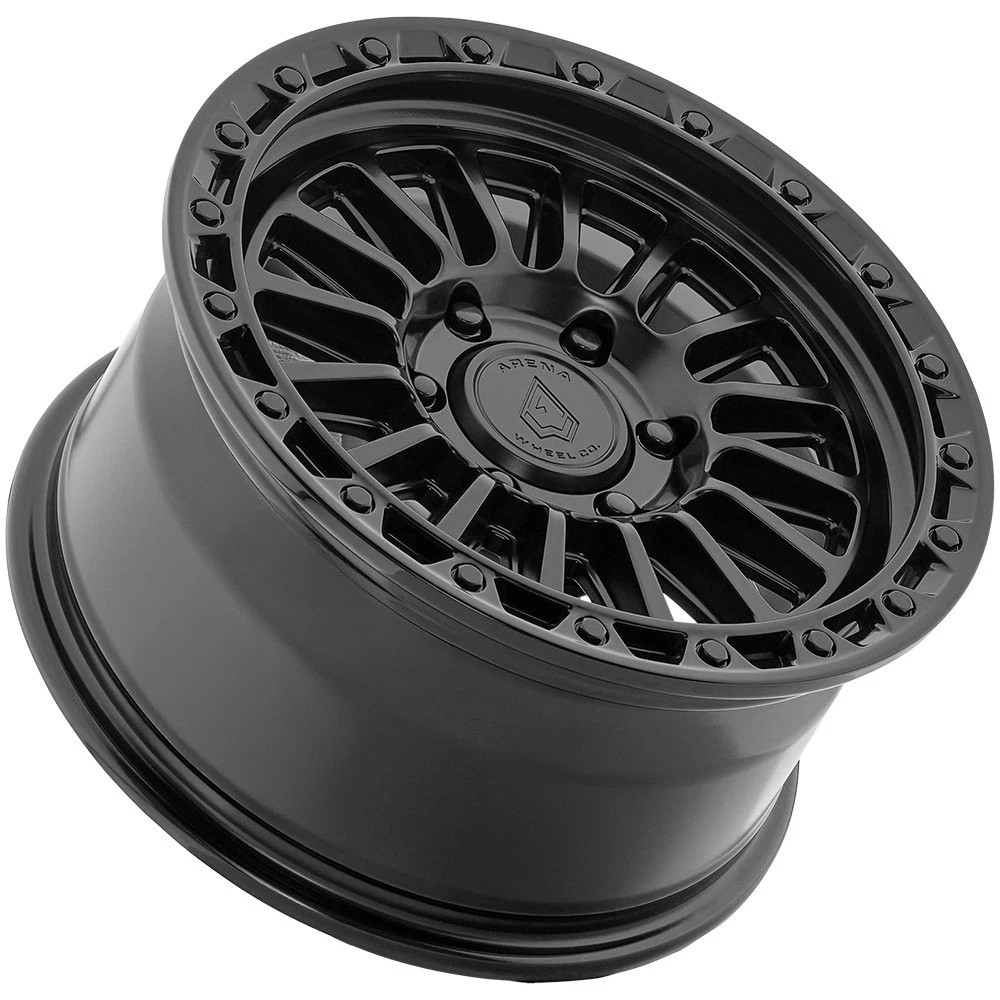 Set 4 17" Arena A130 Podium 17x9 6x5.5 0mm Satin Black Gloss Black Lip Wheels