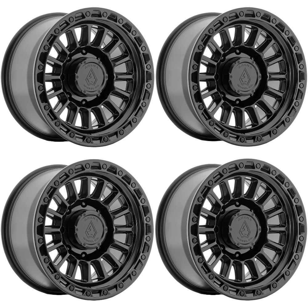 Set 4 17" Arena A130 Podium 17x9 8x170 0mm Satin Black Gloss Black Lip Wheels