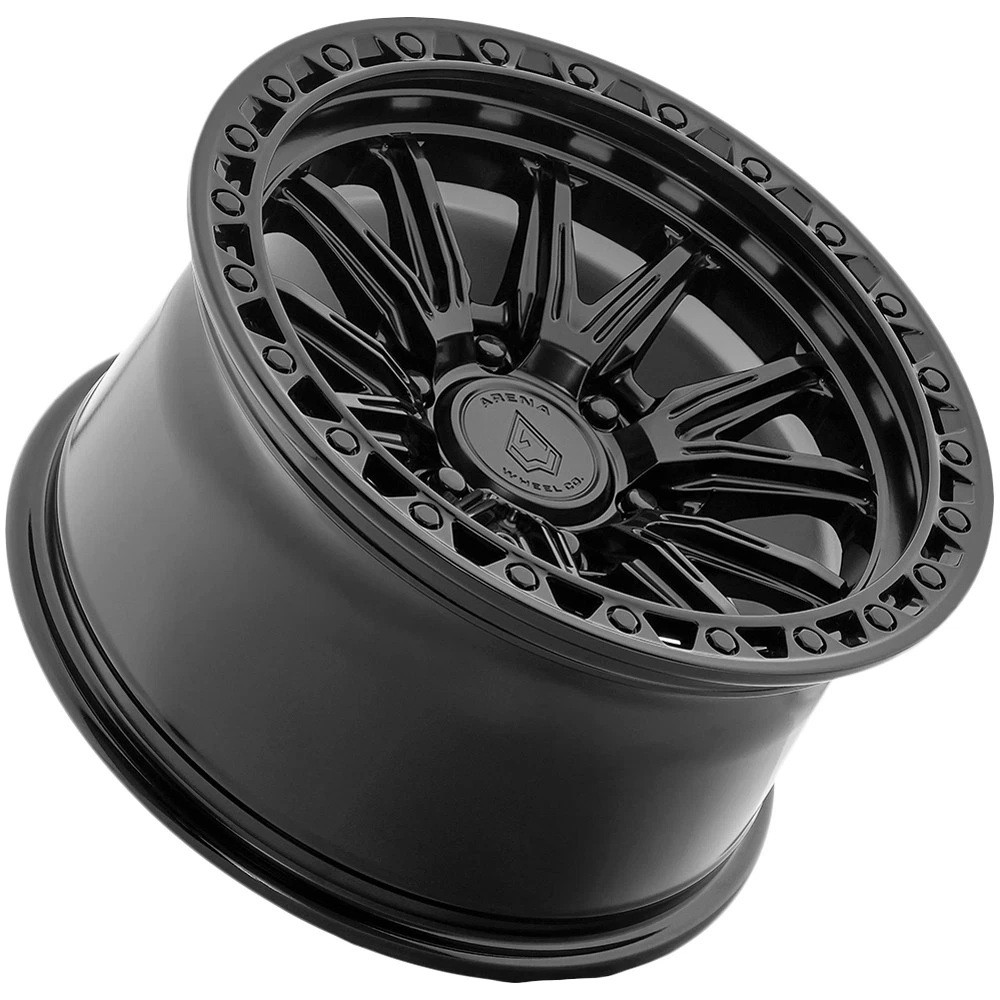 Set 4 17" Arena A132 Blitz 17x9 6x5.5 0mm Satin Black Gloss Black Lip Truck Rims Offroad SUV Wheels