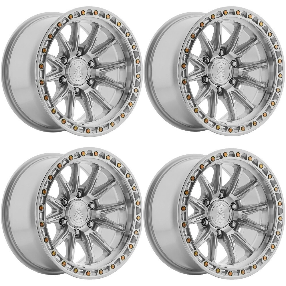 Set 4 17" Arena A132 Blitz 17x9 6x135 0mm Gloss Silver Machined Wheels Truck Rims Offroad SUV