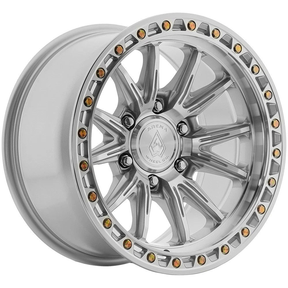 17" Arena A132 Blitz 17x9 6x5.5 (6x139.7) 0mm Gloss Silver Machined Offroad Rim Truck SUV Wheel